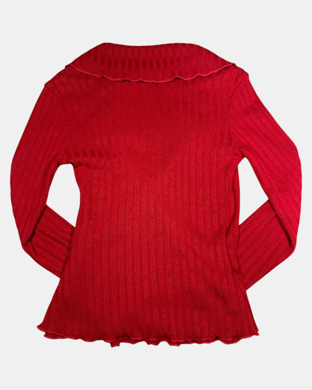 Asymetrical Red Knit Wrap Cardigan | Size 6-8
