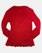 Asymetrical Red Knit Wrap Cardigan | Size 6-8