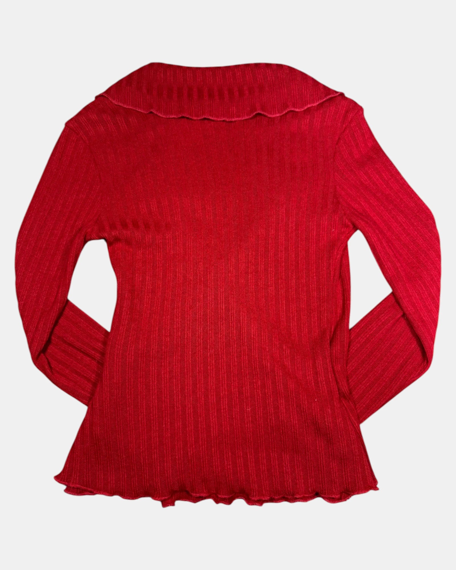 Asymetrical Red Knit Wrap Cardigan | Size 6-8