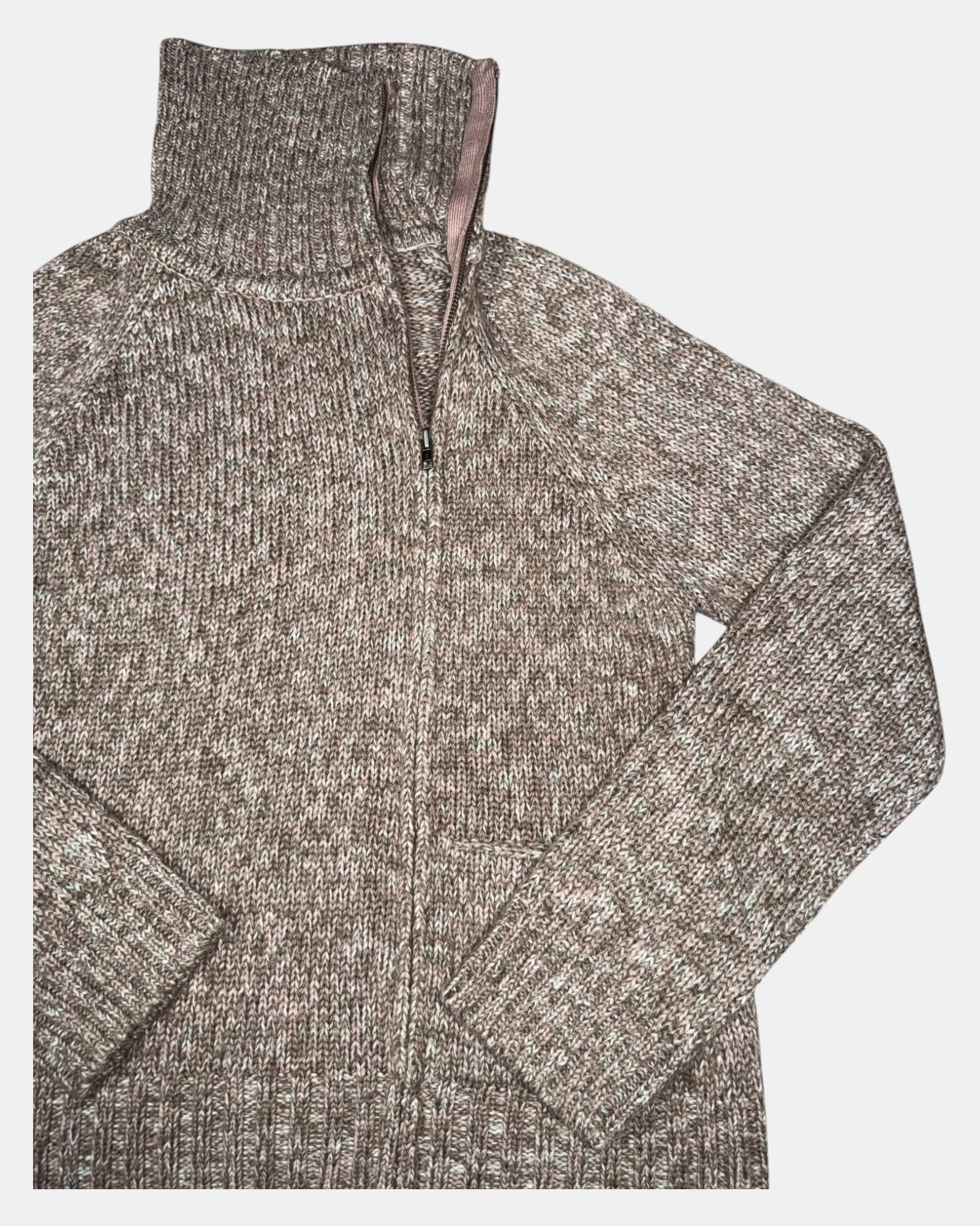 Brown and Pink Mock Neck Jumper | Est. Size 10-12