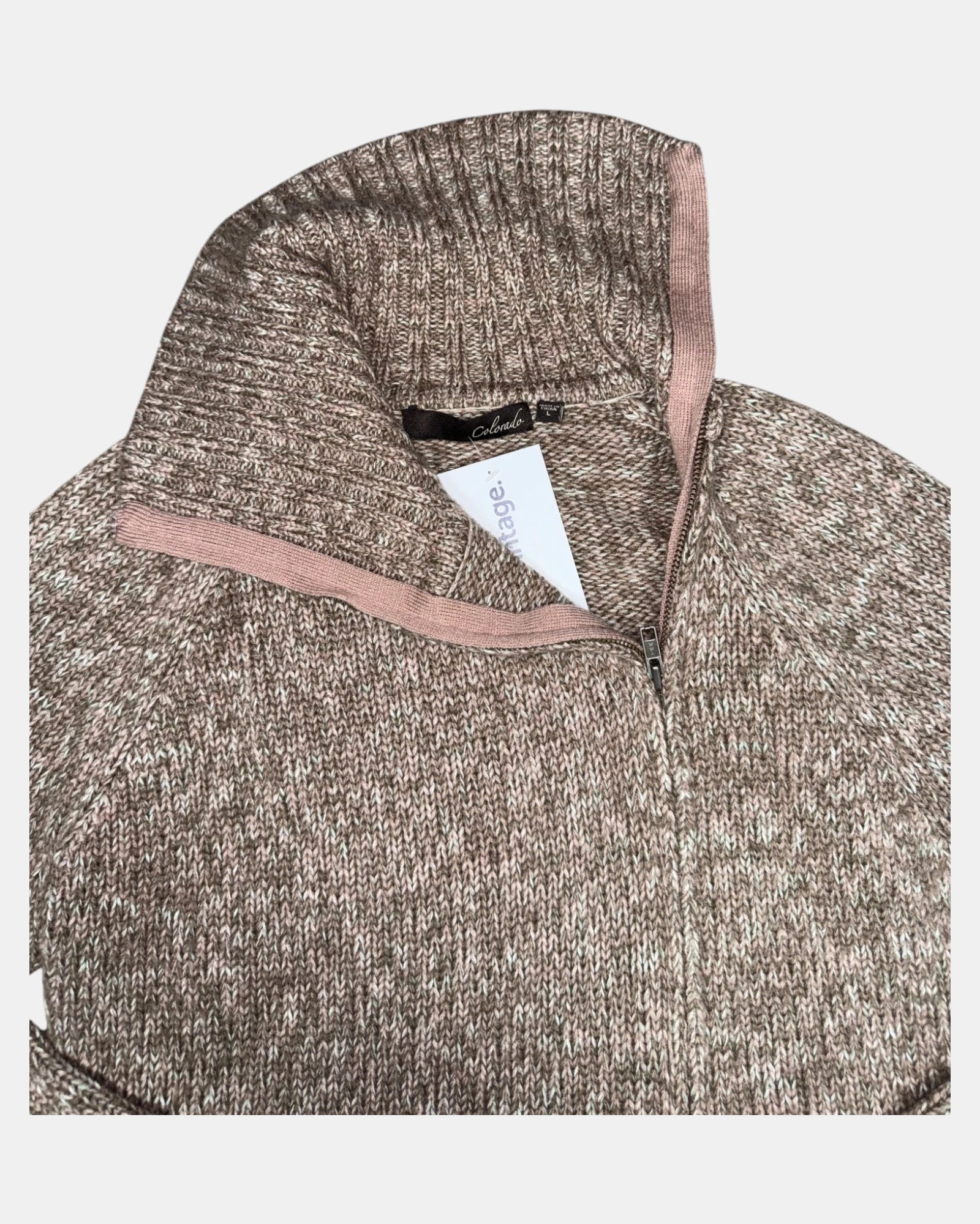 Brown and Pink Mock Neck Jumper | Est. Size 10-12