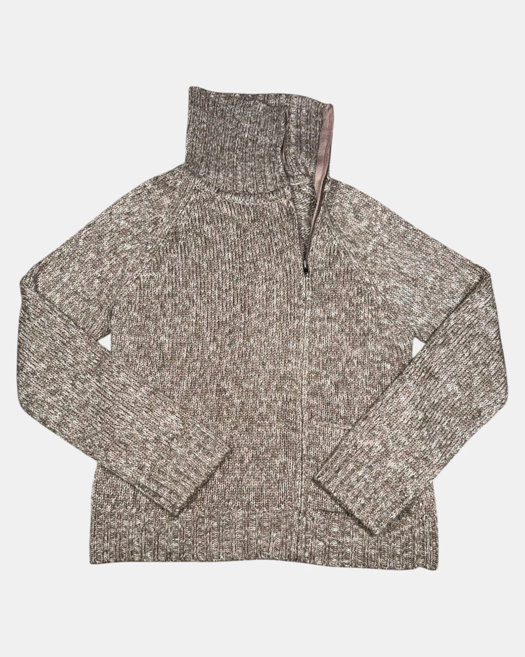 Brown and Pink Mock Neck Jumper | Est. Size 10-12