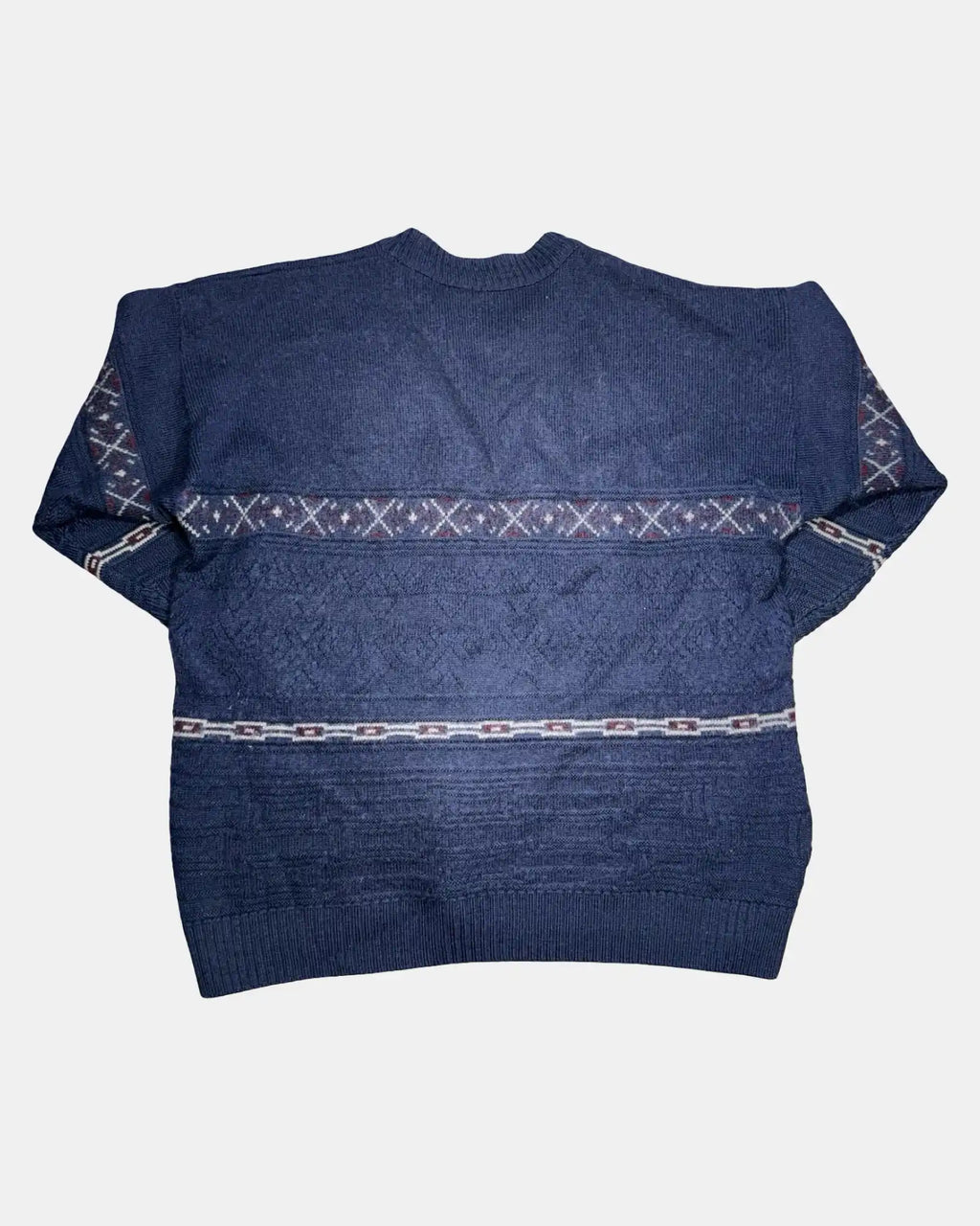 Blue Patterned Striped Knit Jumper