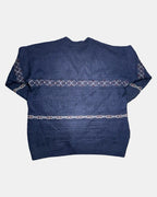 Blue Patterned Striped Knit Jumper
