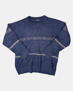 Blue Patterned Striped Knit Jumper