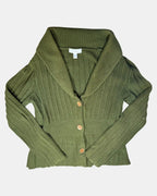 Green Button Up Knit Cardigan