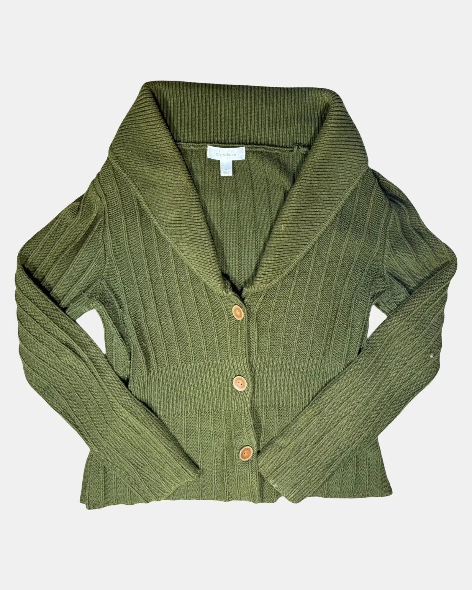 Green Button Up Knit Cardigan