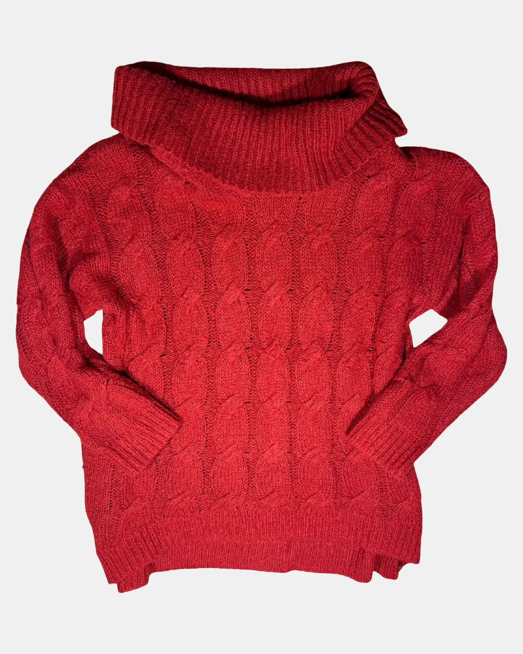Red Knit Mock Neck Jumper