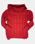 Red Knit Mock Neck Jumper