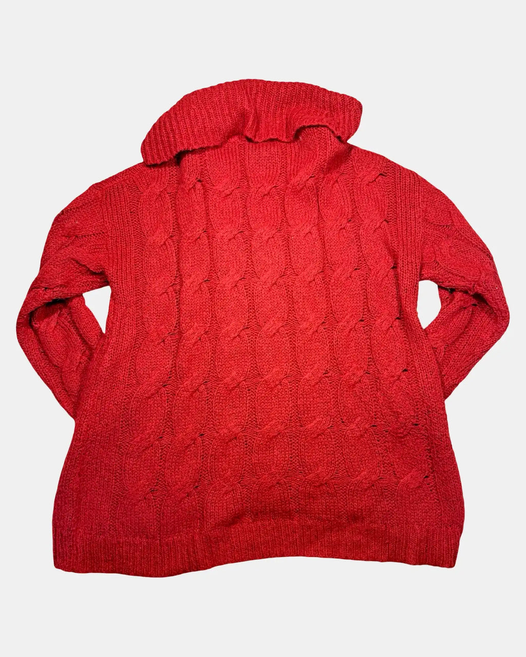 Red Knit Mock Neck Jumper