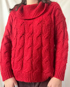 Red Knit Mock Neck Jumper