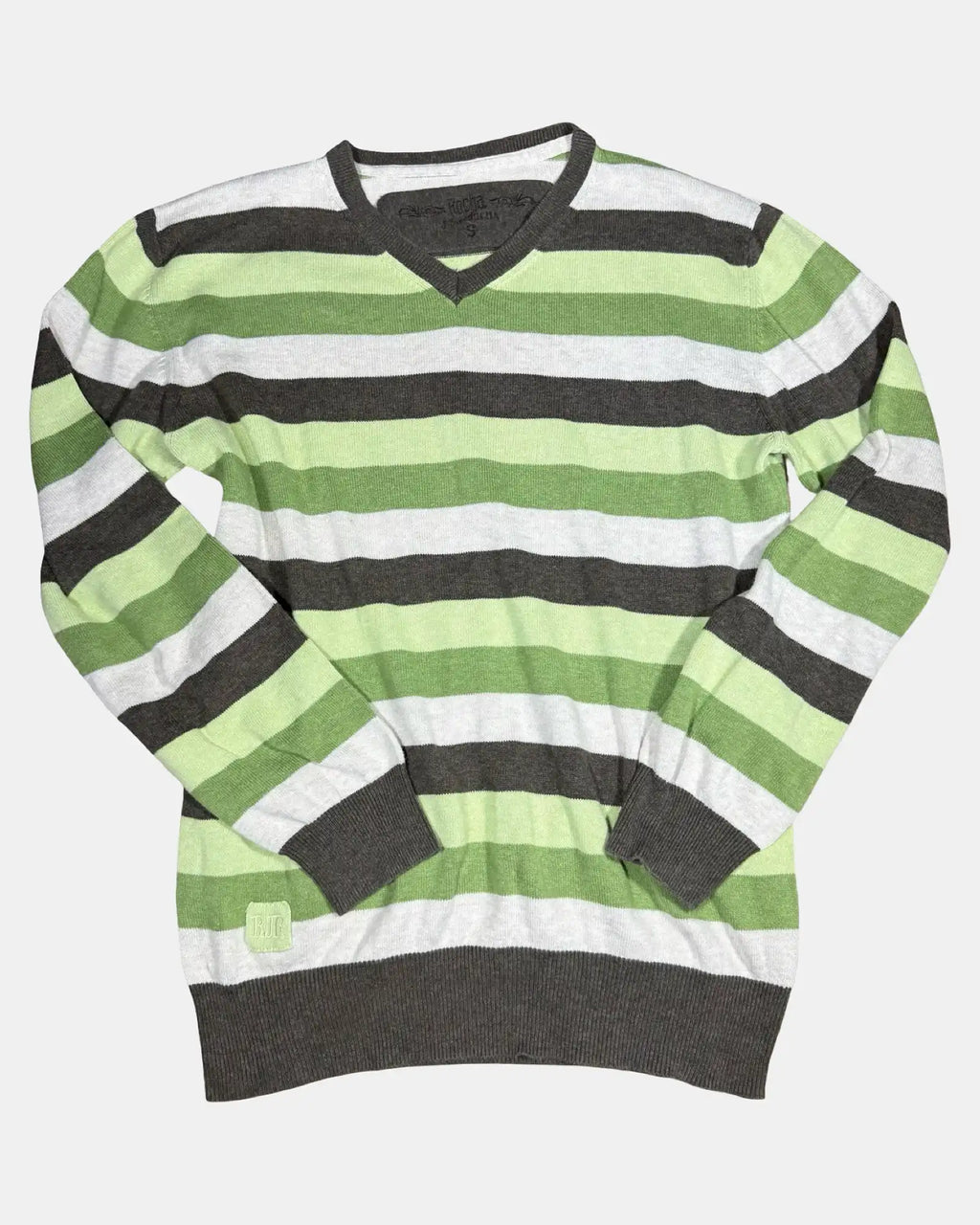 Green Brown and White Striped Jumper