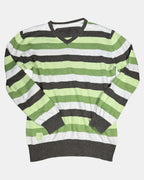 Green Brown and White Striped Jumper