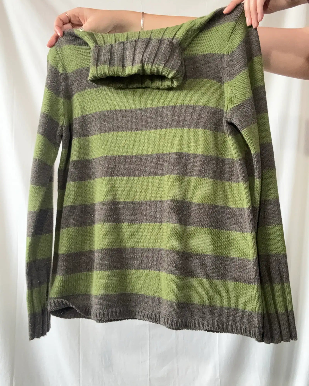 Green and Brown Knit Turtle Neck