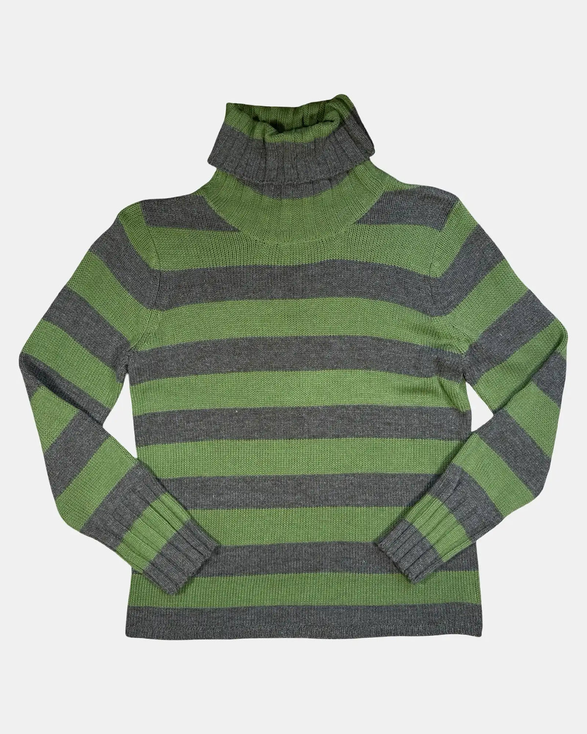 Green and Brown Knit Turtle Neck