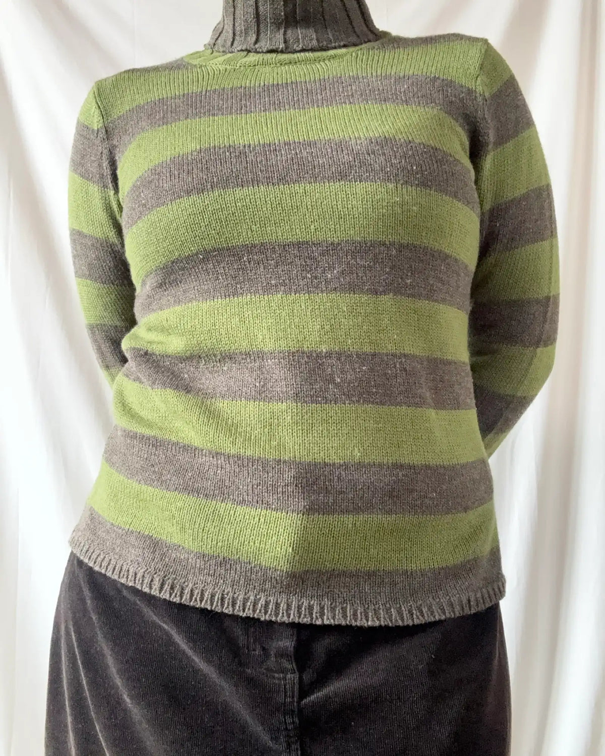 Green and Brown Knit Turtle Neck