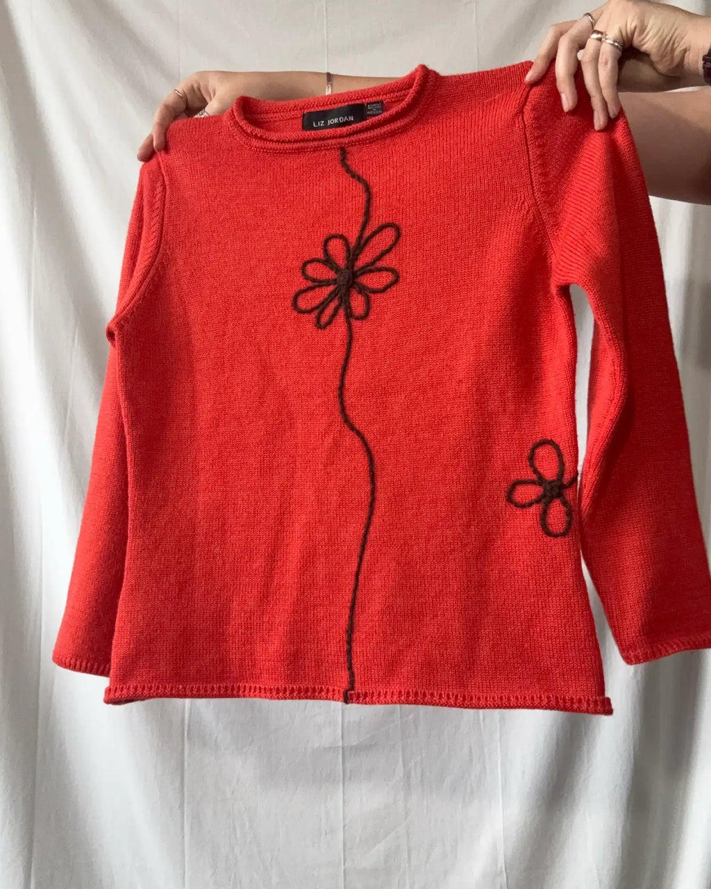 Orange Knit Jumper with Flower