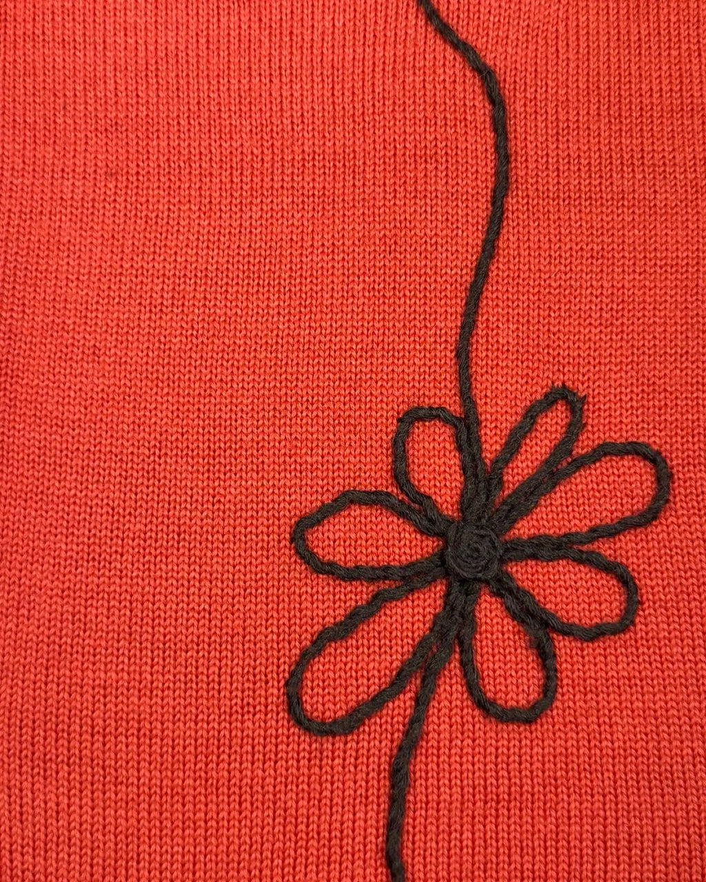 Orange Knit Jumper with Flower
