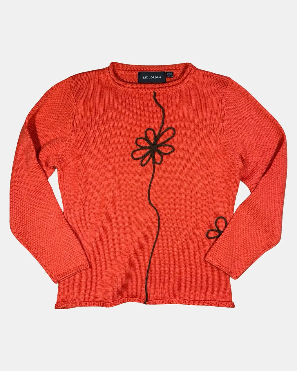 Orange Knit Jumper with Flower