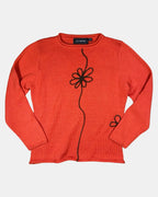 Orange Knit Jumper with Flower