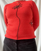 Orange Knit Jumper with Flower
