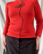 Orange Knit Jumper with Flower