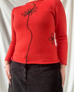 Orange Knit Jumper with Flower
