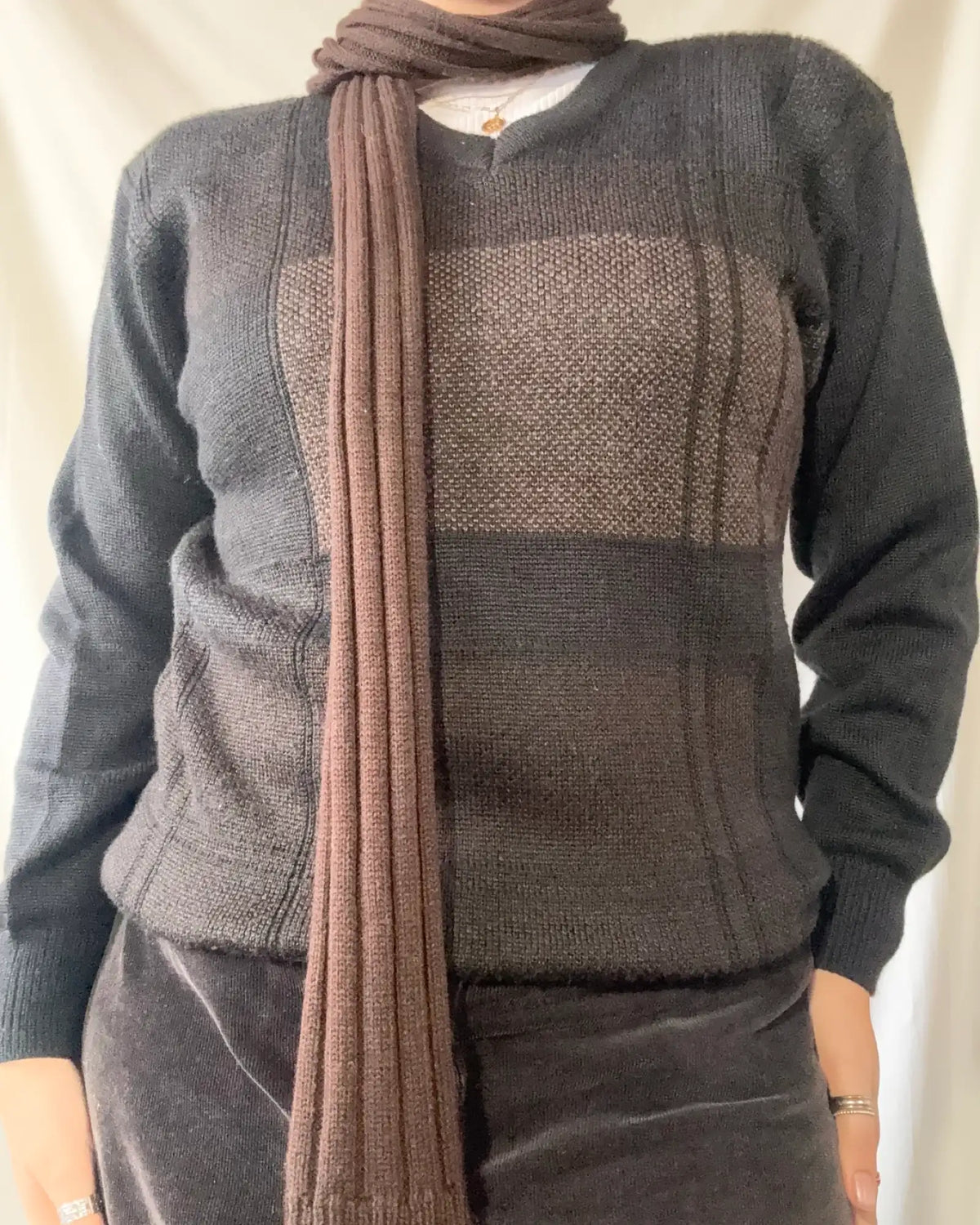 Black and Brown Knit Jumper