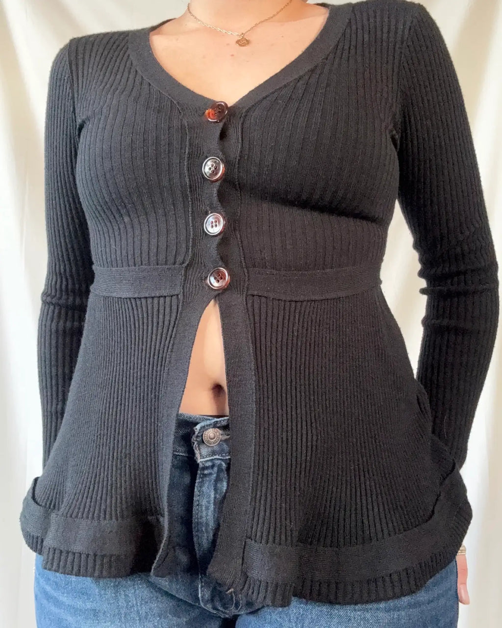 Black Long Knit Cardigan
