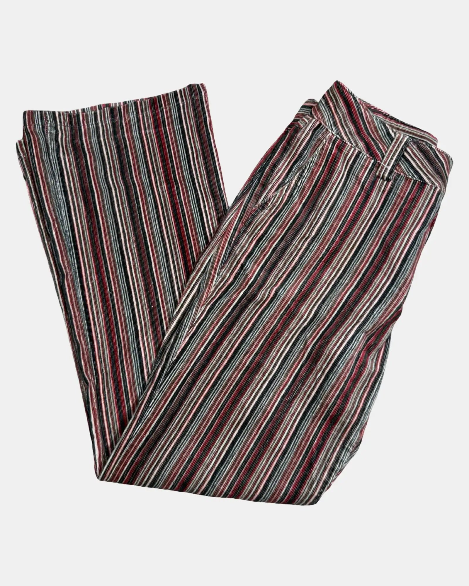Multicolour Striped Vintage 70s Style Corduroy Pants