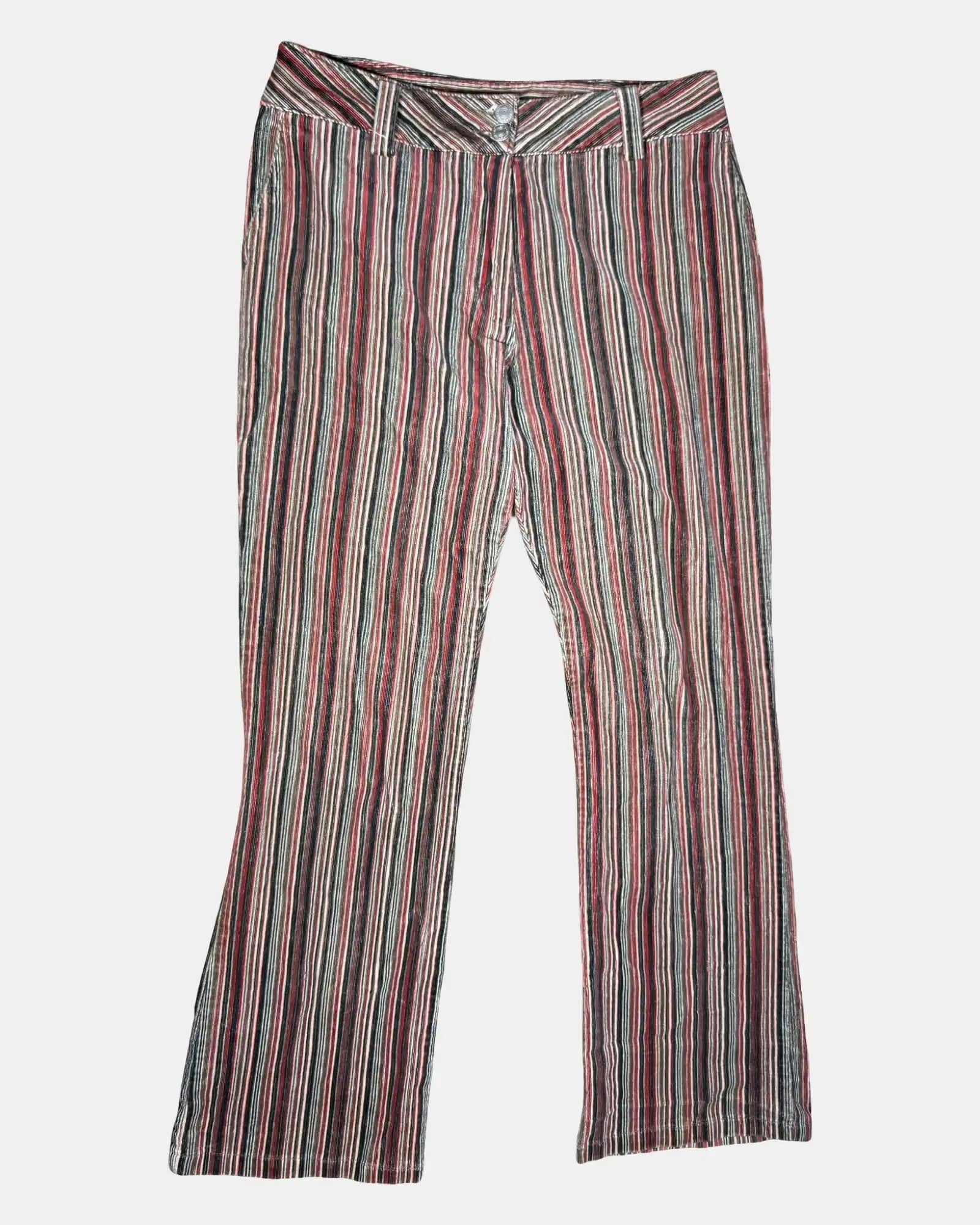 Multicolour Striped Vintage 70s Style Corduroy Pants