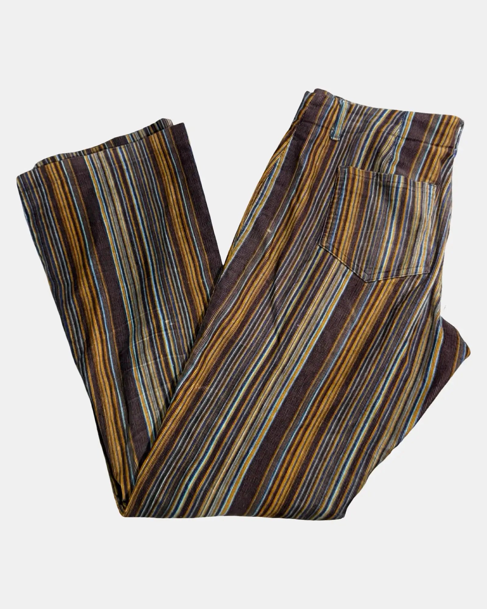 Colourful Striped Vintage 70s Style Corduroy Pants