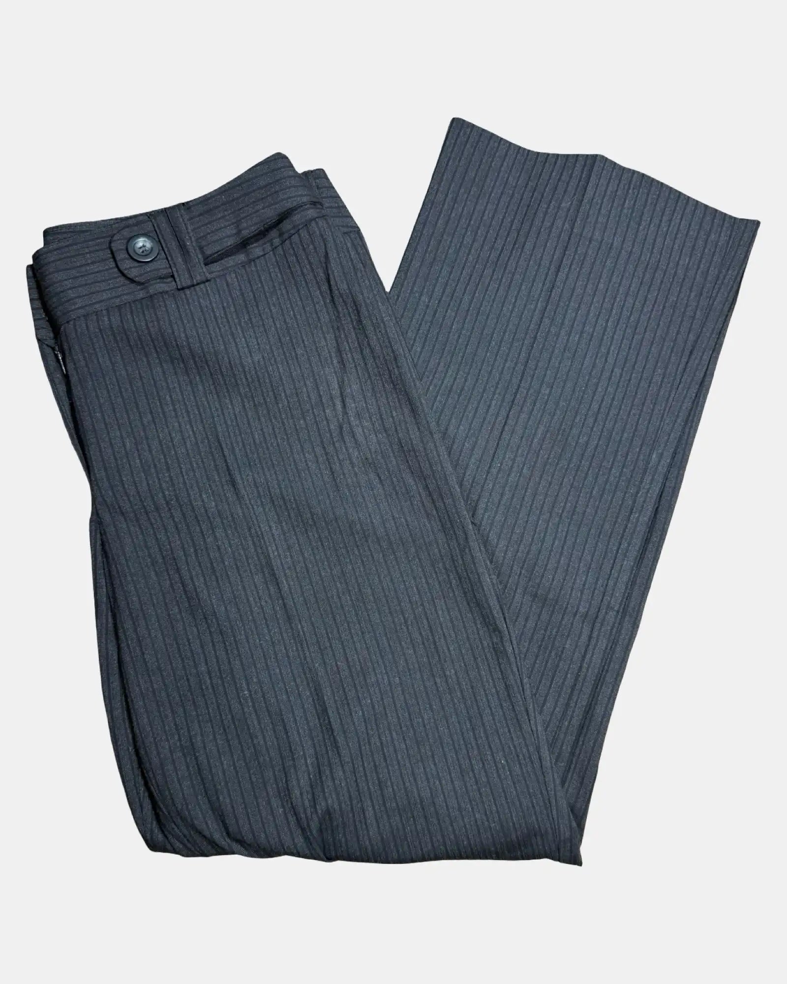 Grey Wide Leg Pants with Black Stripes