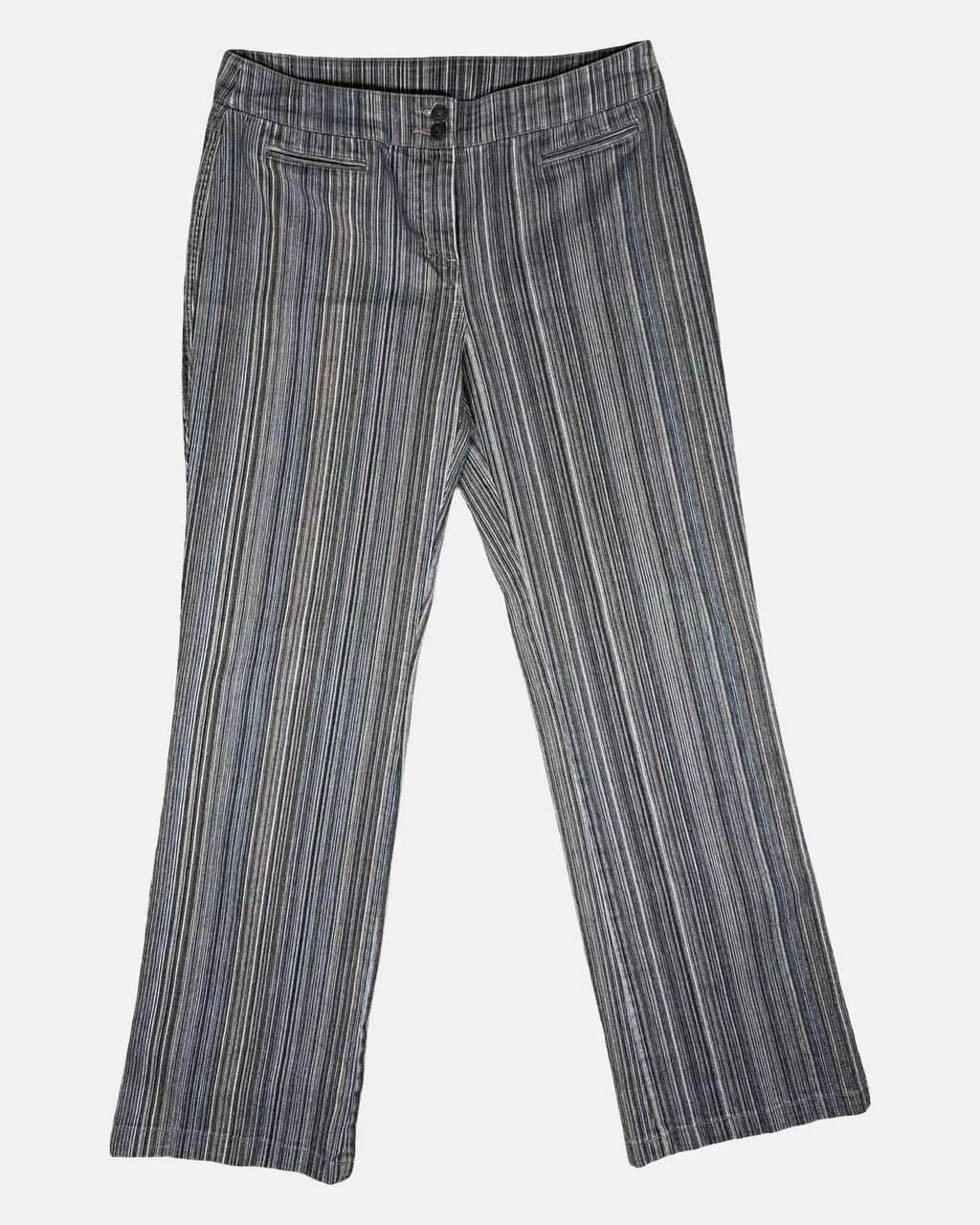 Brown Striped Denim Jeans