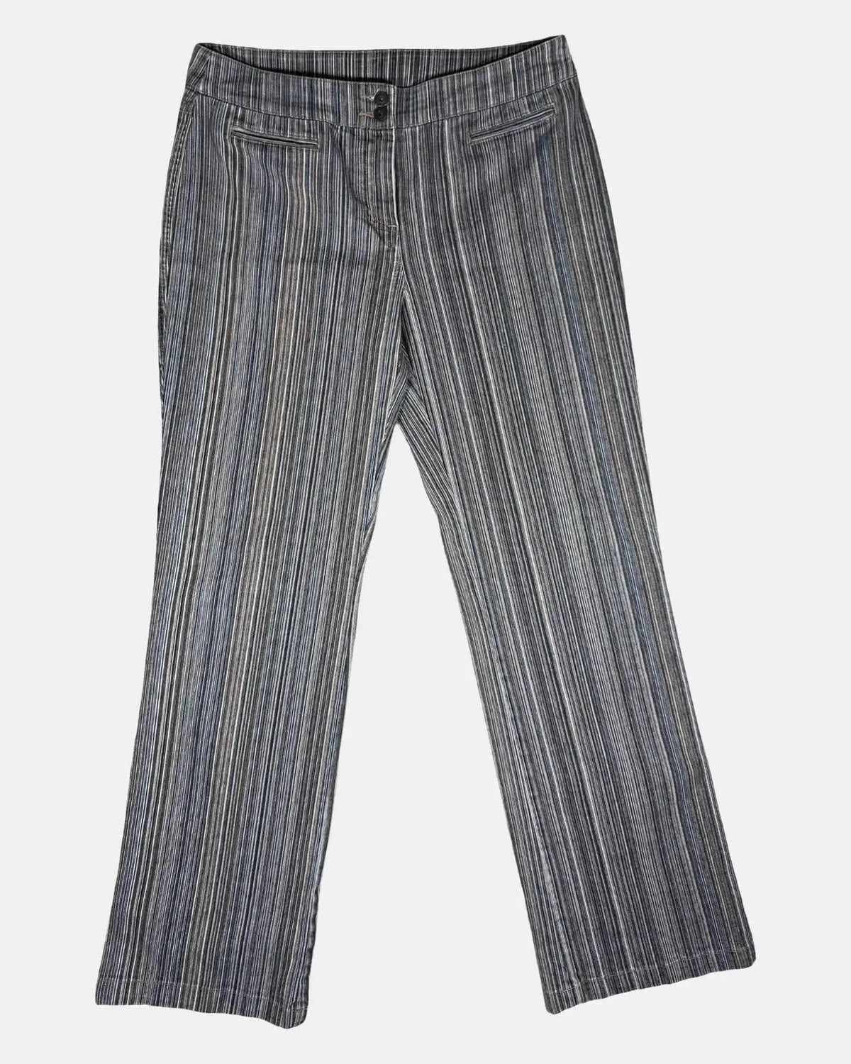 Brown Striped Denim Jeans