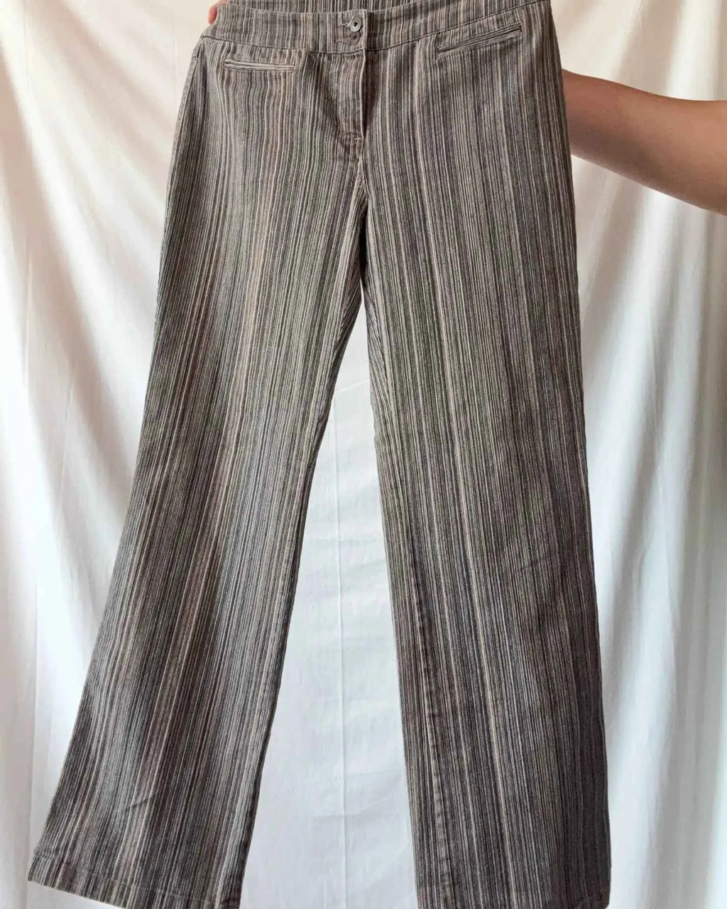 Brown Striped Denim Jeans