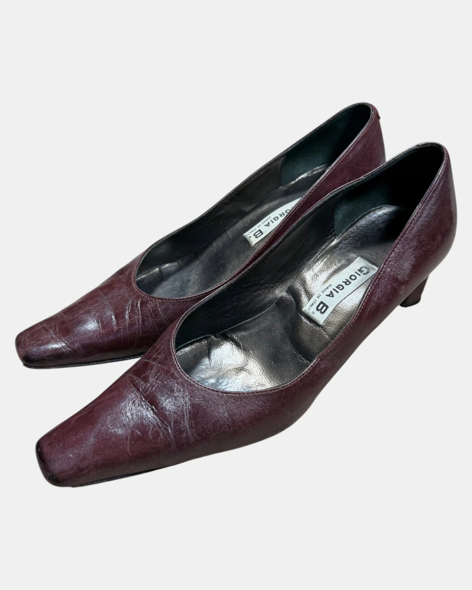 Italian Red Leather Heels with Pointed Toe | Est. Size 7.5 - Zip Vintage
