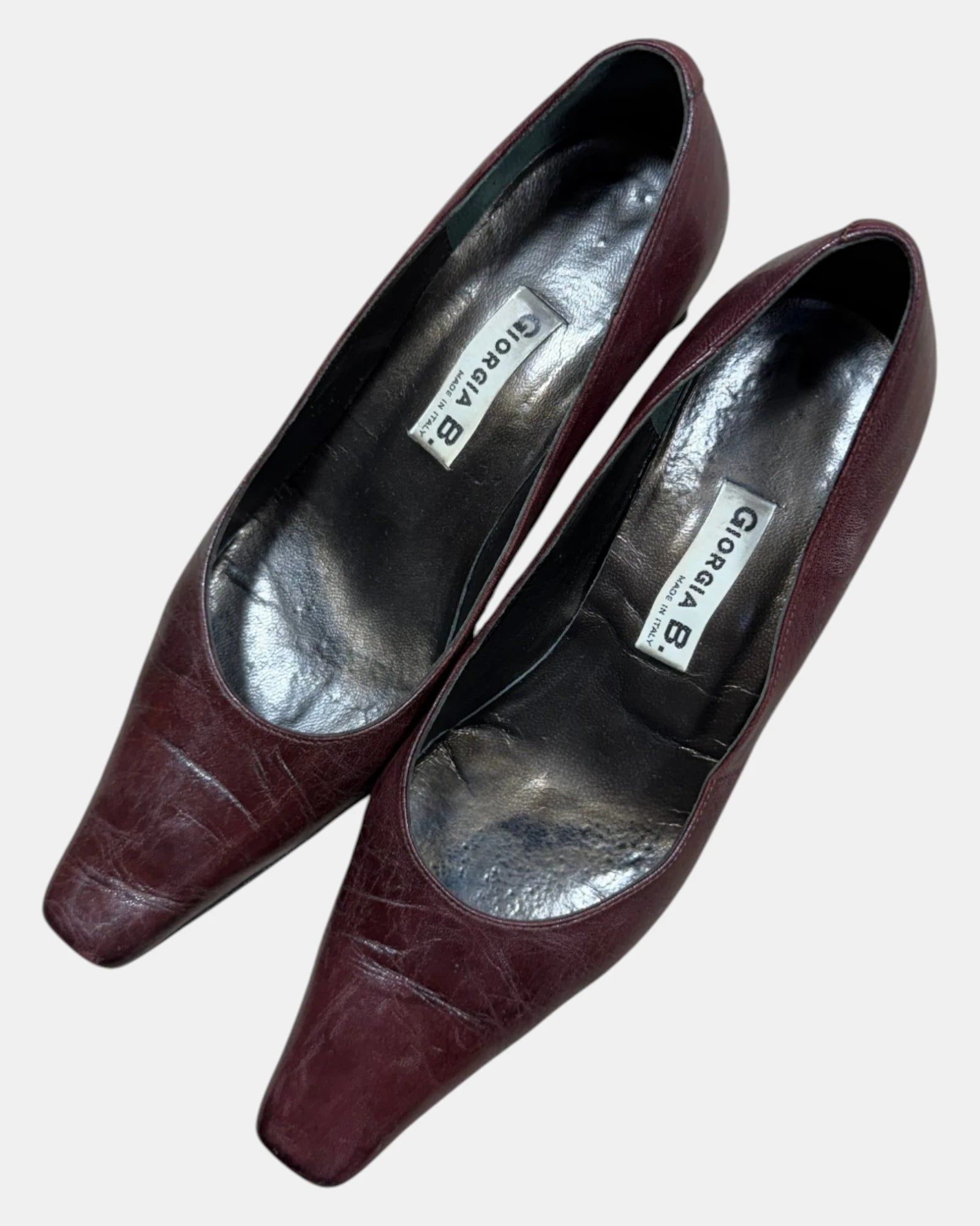 Italian Red Leather Heels with Pointed Toe | Est. Size 7.5 - Zip Vintage