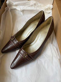 Brown Italian Heels with Buckle Detail | Size 7