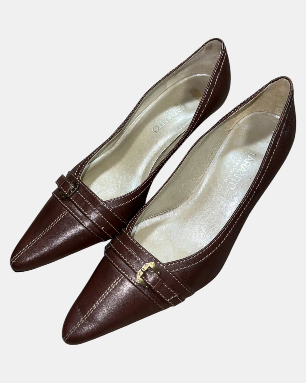 Brown Italian Heels with Buckle Detail | Size 7