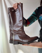 Brown Leather Knee High Boots