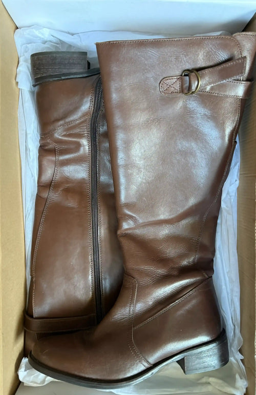 Brown Leather Knee High Boots