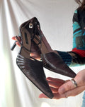 Brown Leather Pointed Toe Heels