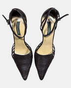 Brown Leather Pointed Toe Heels