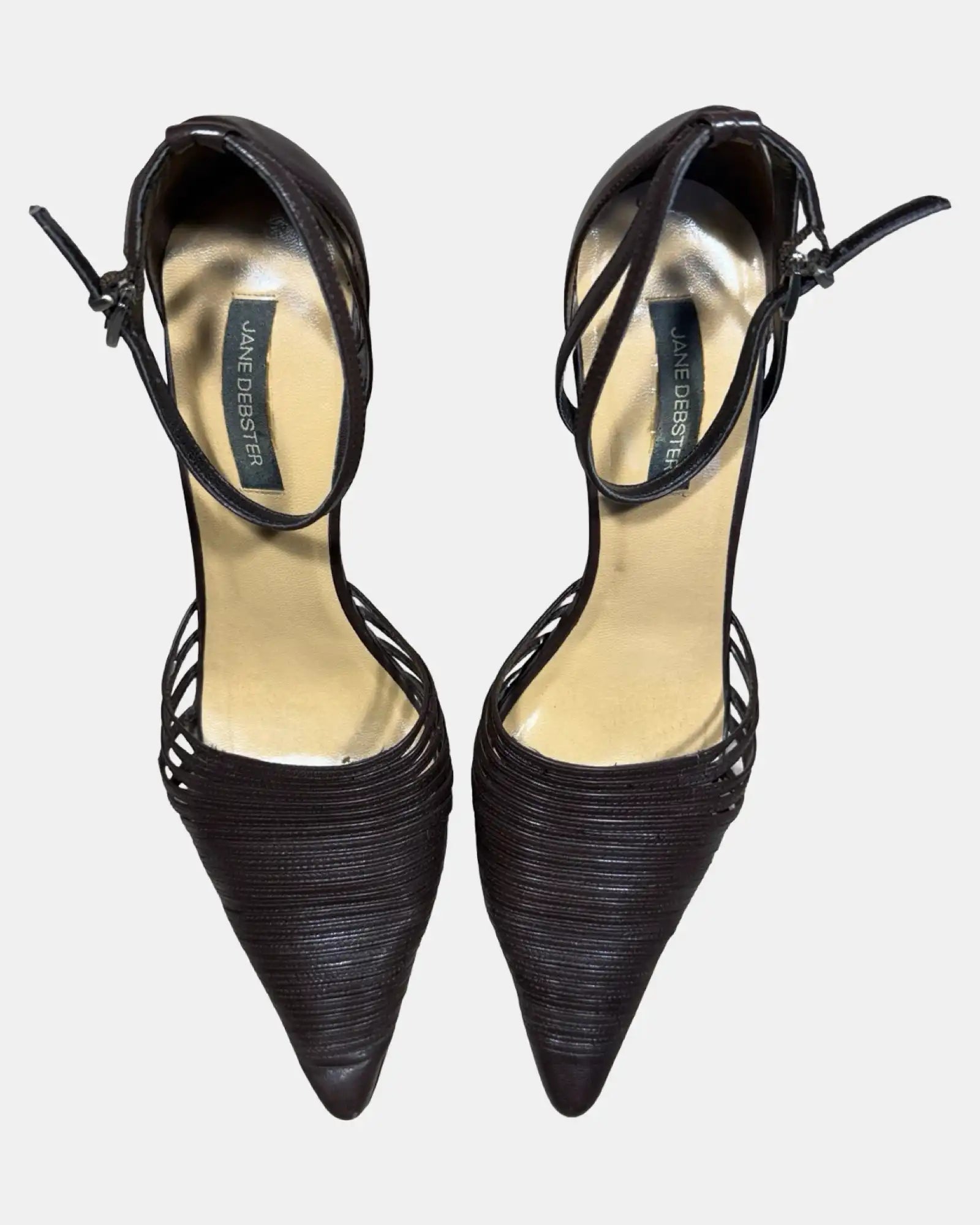 Brown Leather Pointed Toe Heels