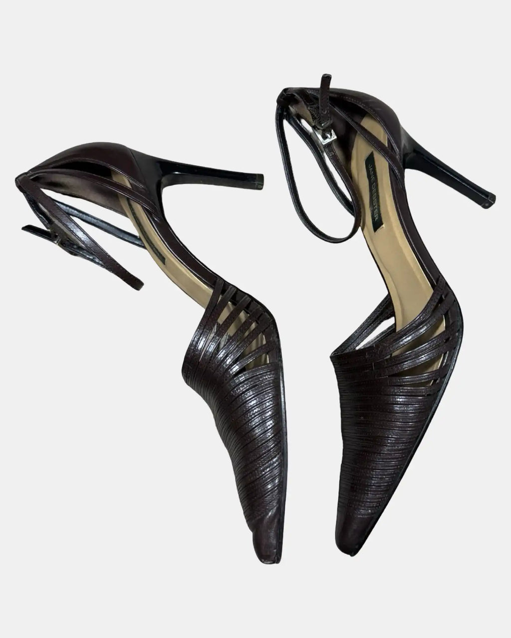 Brown Leather Pointed Toe Heels
