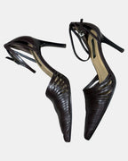 Brown Leather Pointed Toe Heels