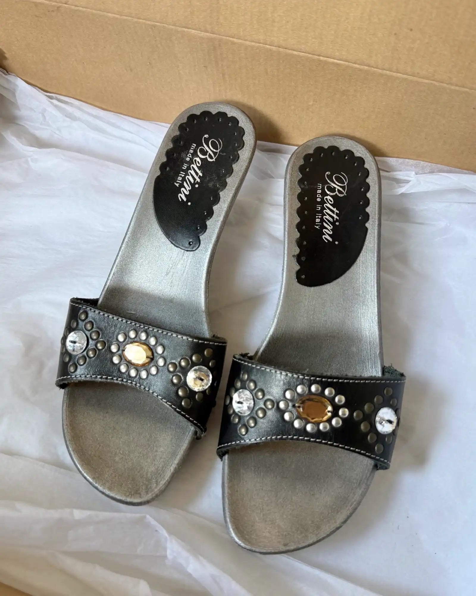 Y2K Italian Metalic Mules