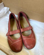 Deep Orange Mary Jane Style Flats