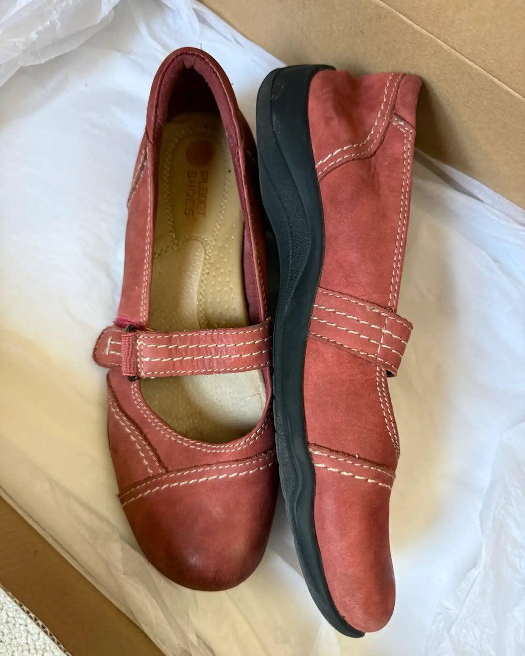 Deep Orange Mary Jane Style Flats